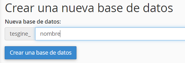 Nombre base de datos