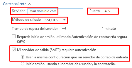 Outlook correo entrante